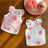 Suvine õhuke lemmikloomatops Armas virsiku rihmaga paak šnautser Teddy Yorkshire`i pomeranian väike koer kass koera riided kutsikate riided