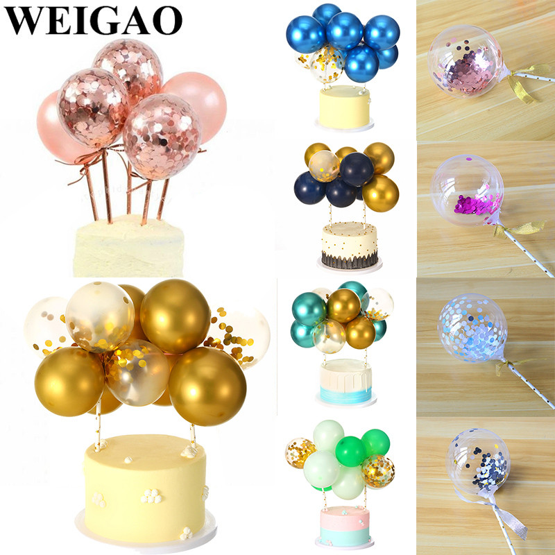 WEIGAO 5 hüvelykes rózsa arany konfetti léggömb tortafeltétek Mini Latex léggömbök tortafeltétek számára Születésnapi torta esküvői dekoráció