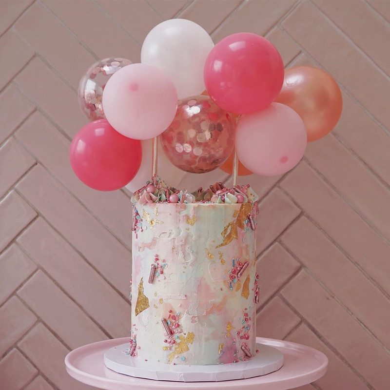 WEIGAO 5 hüvelykes rózsa arany konfetti léggömb tortafeltétek Mini Latex léggömbök tortafeltétek számára Születésnapi torta esküvői dekoráció