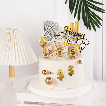 Dollar Cake Topper Декорация за печене на десерти за 60-те, 70-те, 80-те, 90-те, FusionExcel Money Консумативи за честит рожден ден