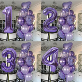 12 bucăți baloane pentru ziua de naștere pentru băiat cu balon numeric violet de 40 inch 3/3 a treia decorație pentru petrecerea de aniversare aniversarea copiilor 9/1/3 ani