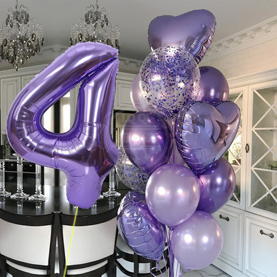 12 bucăți baloane pentru ziua de naștere pentru băiat cu balon numeric violet de 40 inch 3/3 a treia decorație pentru petrecerea de aniversare aniversarea copiilor 9/1/3 ani