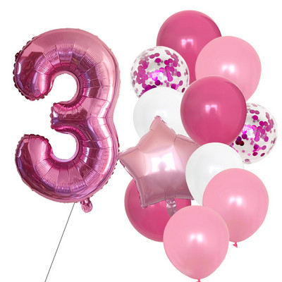 12 bucăți baloane pentru ziua de naștere pentru băiat cu balon numeric violet de 40 inch 3/3 a treia decorație pentru petrecerea de aniversare aniversarea copiilor 9/1/3 ani