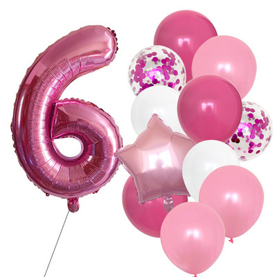 12 bucăți baloane pentru ziua de naștere pentru băiat cu balon numeric violet de 40 inch 3/3 a treia decorație pentru petrecerea de aniversare aniversarea copiilor 9/1/3 ani