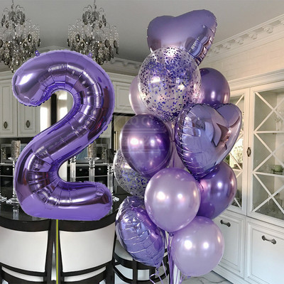 12 bucăți baloane pentru ziua de naștere pentru băiat cu balon numeric violet de 40 inch 3/3 a treia decorație pentru petrecerea de aniversare aniversarea copiilor 9/1/3 ani