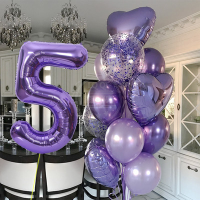 12 bucăți baloane pentru ziua de naștere pentru băiat cu balon numeric violet de 40 inch 3/3 a treia decorație pentru petrecerea de aniversare aniversarea copiilor 9/1/3 ani