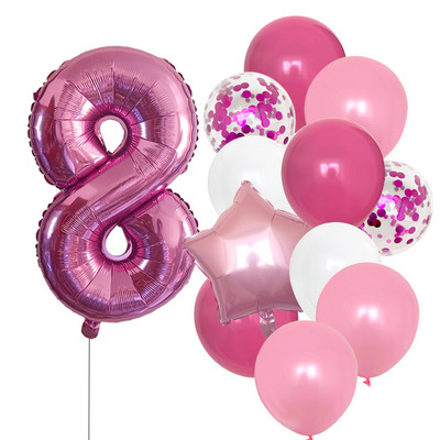 12 bucăți baloane pentru ziua de naștere pentru băiat cu balon numeric violet de 40 inch 3/3 a treia decorație pentru petrecerea de aniversare aniversarea copiilor 9/1/3 ani