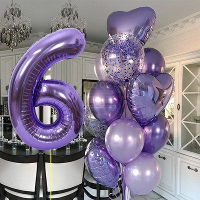 12 bucăți baloane pentru ziua de naștere pentru băiat cu balon numeric violet de 40 inch 3/3 a treia decorație pentru petrecerea de aniversare aniversarea copiilor 9/1/3 ani