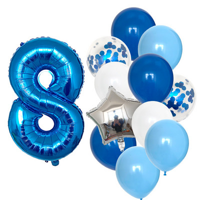 12 bucăți baloane pentru ziua de naștere pentru băiat cu balon numeric violet de 40 inch 3/3 a treia decorație pentru petrecerea de aniversare aniversarea copiilor 9/1/3 ani