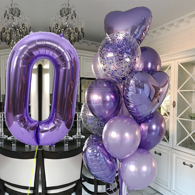 12 bucăți baloane pentru ziua de naștere pentru băiat cu balon numeric violet de 40 inch 3/3 a treia decorație pentru petrecerea de aniversare aniversarea copiilor 9/1/3 ani