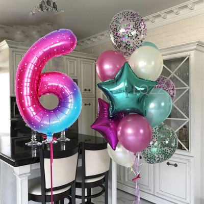 12 bucăți baloane pentru ziua de naștere pentru băiat cu balon numeric violet de 40 inch 3/3 a treia decorație pentru petrecerea de aniversare aniversarea copiilor 9/1/3 ani