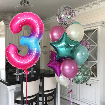 12 bucăți baloane pentru ziua de naștere pentru băiat cu balon numeric violet de 40 inch 3/3 a treia decorație pentru petrecerea de aniversare aniversarea copiilor 9/1/3 ani