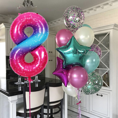 12 bucăți baloane pentru ziua de naștere pentru băiat cu balon numeric violet de 40 inch 3/3 a treia decorație pentru petrecerea de aniversare aniversarea copiilor 9/1/3 ani