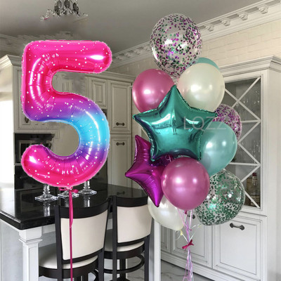 12 bucăți baloane pentru ziua de naștere pentru băiat cu balon numeric violet de 40 inch 3/3 a treia decorație pentru petrecerea de aniversare aniversarea copiilor 9/1/3 ani