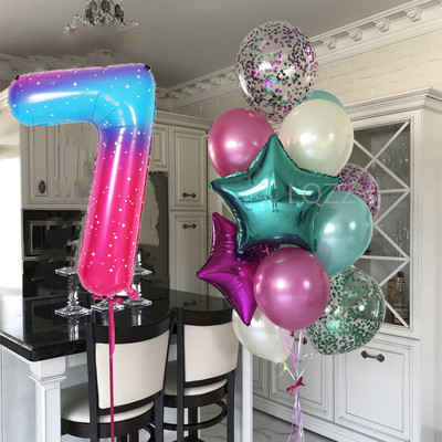 12 bucăți baloane pentru ziua de naștere pentru băiat cu balon numeric violet de 40 inch 3/3 a treia decorație pentru petrecerea de aniversare aniversarea copiilor 9/1/3 ani