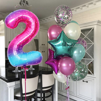 12 bucăți baloane pentru ziua de naștere pentru băiat cu balon numeric violet de 40 inch 3/3 a treia decorație pentru petrecerea de aniversare aniversarea copiilor 9/1/3 ani