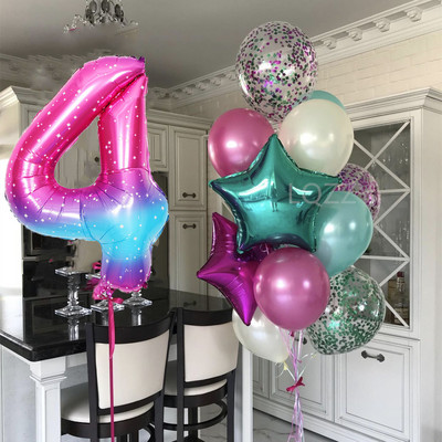 12 bucăți baloane pentru ziua de naștere pentru băiat cu balon numeric violet de 40 inch 3/3 a treia decorație pentru petrecerea de aniversare aniversarea copiilor 9/1/3 ani