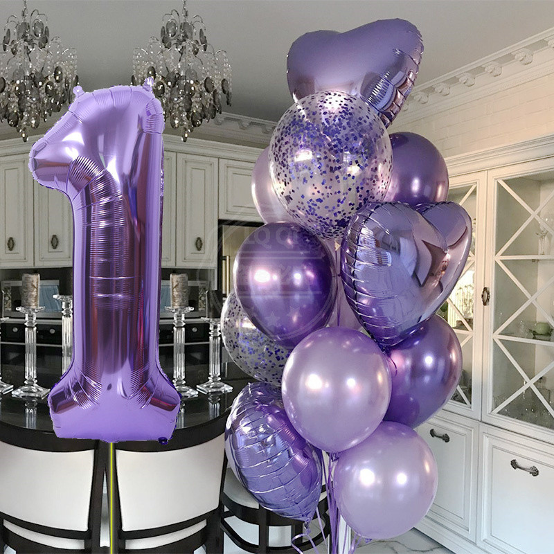 12 bucăți baloane pentru ziua de naștere pentru băiat cu balon numeric violet de 40 inch 3/3 a treia decorație pentru petrecerea de aniversare aniversarea copiilor 9/1/3 ani