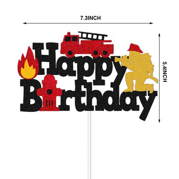 Fireman Birthday Cake Topper Пожарникар Тема Парти консумативи Честит рожден ден Декорация на торта Детски подаръци