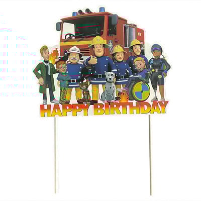 Topper pentru tort pentru ziua de naștere a pompierului. Accesorii pentru petreceri tematice pentru pompieri. Decorare pentru tort, la mulți ani, Cadouri pentru copii