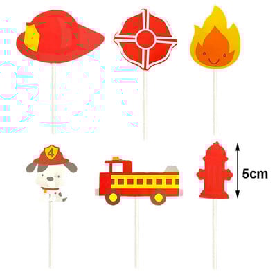 Topper pentru tort pentru ziua de naștere a pompierului. Accesorii pentru petreceri tematice pentru pompieri. Decorare pentru tort, la mulți ani, Cadouri pentru copii