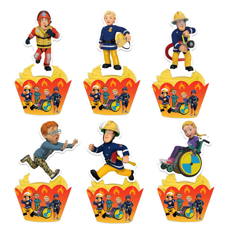 Topper pentru tort pentru ziua de naștere a pompierului. Accesorii pentru petreceri tematice pentru pompieri. Decorare pentru tort, la mulți ani, Cadouri pentru copii