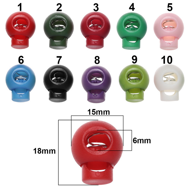 50/100 de bucăți multicolore, 6 mm, orificiu, dop din plastic, cablu de blocare, fasole, clemă de comutare pentru îmbrăcăminte șiretul pantofilor, accesorii pentru îmbrăcăminte sportivă
