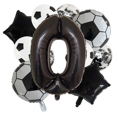 11 db Hélium Fólia Globos Futball Balloonok Születésnapi Party Díszek Gyerek Fiú 32 hüvelykes Zöld Számú Labda Foci Party Kellékek