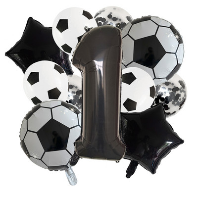 11 db Hélium Fólia Globos Futball Balloonok Születésnapi Party Díszek Gyerek Fiú 32 hüvelykes Zöld Számú Labda Foci Party Kellékek
