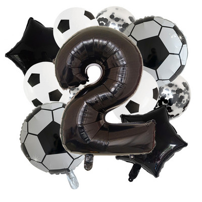 11 db Hélium Fólia Globos Futball Balloonok Születésnapi Party Díszek Gyerek Fiú 32 hüvelykes Zöld Számú Labda Foci Party Kellékek