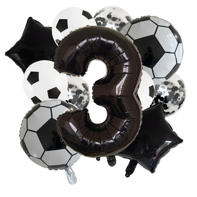 11 db Hélium Fólia Globos Futball Balloonok Születésnapi Party Díszek Gyerek Fiú 32 hüvelykes Zöld Számú Labda Foci Party Kellékek