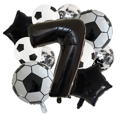 11 db Hélium Fólia Globos Futball Balloonok Születésnapi Party Díszek Gyerek Fiú 32 hüvelykes Zöld Számú Labda Foci Party Kellékek