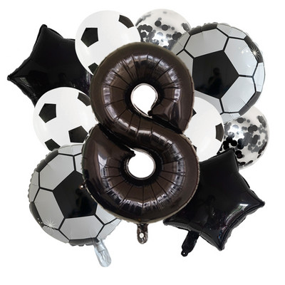 11 db Hélium Fólia Globos Futball Balloonok Születésnapi Party Díszek Gyerek Fiú 32 hüvelykes Zöld Számú Labda Foci Party Kellékek