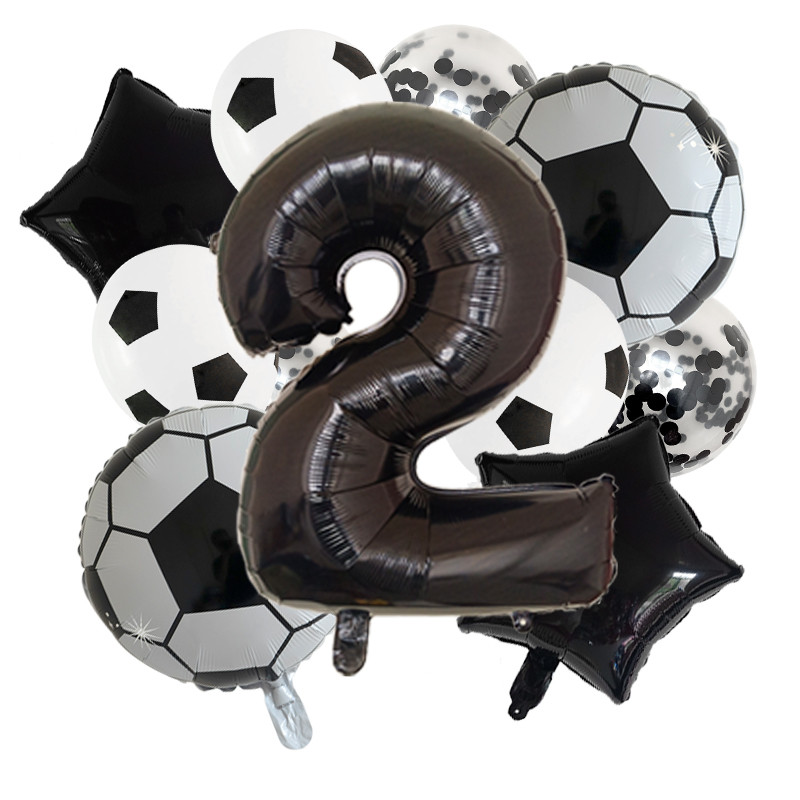 11 db Hélium Fólia Globos Futball Balloonok Születésnapi Party Díszek Gyerek Fiú 32 hüvelykes Zöld Számú Labda Foci Party Kellékek