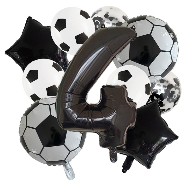 11 db Hélium Fólia Globos Futball Balloonok Születésnapi Party Díszek Gyerek Fiú 32 hüvelykes Zöld Számú Labda Foci Party Kellékek