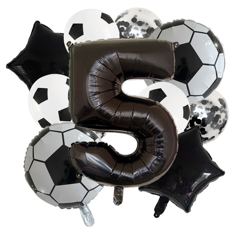 11 db Hélium Fólia Globos Futball Balloonok Születésnapi Party Díszek Gyerek Fiú 32 hüvelykes Zöld Számú Labda Foci Party Kellékek