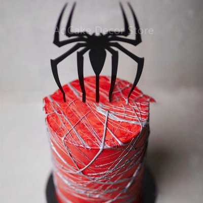 Új, fekete pók témájú születésnapi tortafedő arany akril elefánt, állati tortafedő Halloween party tortadíszek kellékek