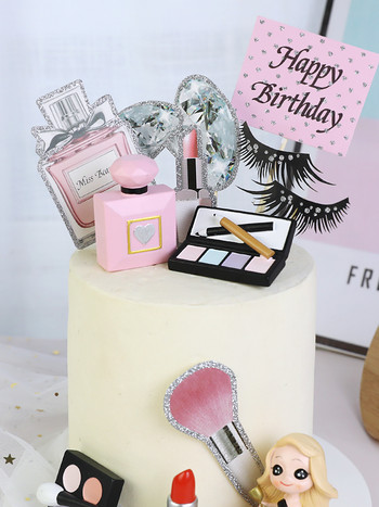 Честит рожден ден Топери за торта Queen Bachelor Тема Декорация на торта Парфюм Червило Козметика Парти консумативи Сувенири