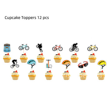 Велосипед Happy Birthday Cake Topper Glittery Bike Cake Topper Bicycle Cake Decoration Man Boy Birthday Sports Thematic Party Supplies