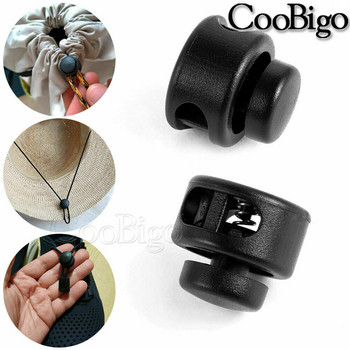50PCS Двойни дупки Пружинен кабел Заключване Превключвател Стопер Плъзгаща се закопчалка за въже за чанта с шнур Аксесоари за дрехи Кръгла форма на топка