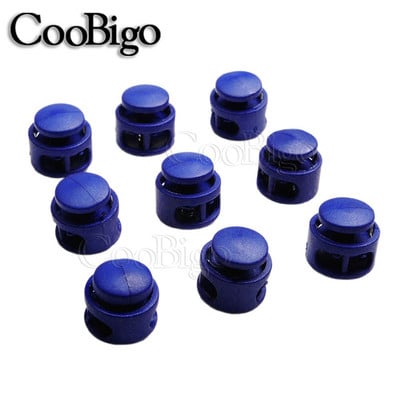 50 DB Kettős lyukú rugózsinór zár billenő ütköző csúszó kötél rögzítő zsinór táskához Ruházat Kiegészítők Kerek golyóforma