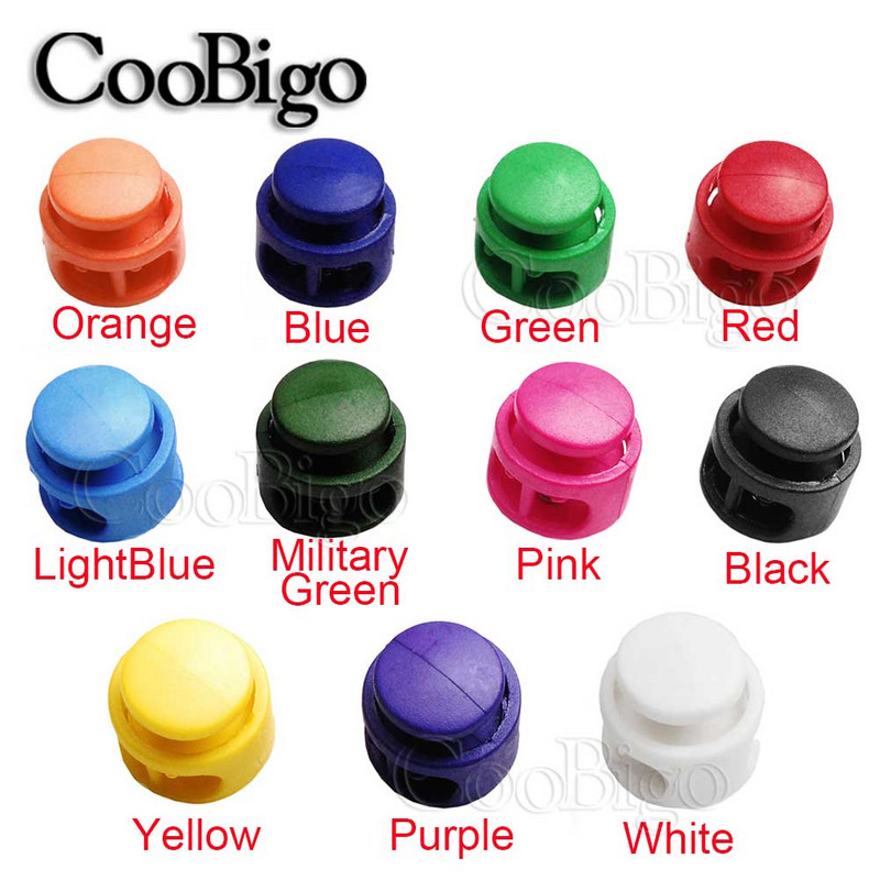 50 DB Kettős lyukú rugózsinór zár billenő ütköző csúszó kötél rögzítő zsinór táskához Ruházat Kiegészítők Kerek golyóforma