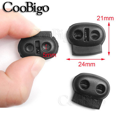 Laido užrakto kamštis Laido galo pupelės perjungimo spaustukas Drabužiai Virvė Batų raišteliai Kuprinė Sportinė Krepšys „Pasidaryk pats“ Priedai plastikinis 2 skylės 5 vnt.