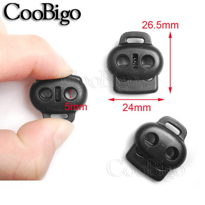 Laido užrakto kamštis Laido galo pupelės perjungimo spaustukas Drabužiai Virvė Batų raišteliai Kuprinė Sportinė Krepšys „Pasidaryk pats“ Priedai plastikinis 2 skylės 5 vnt.