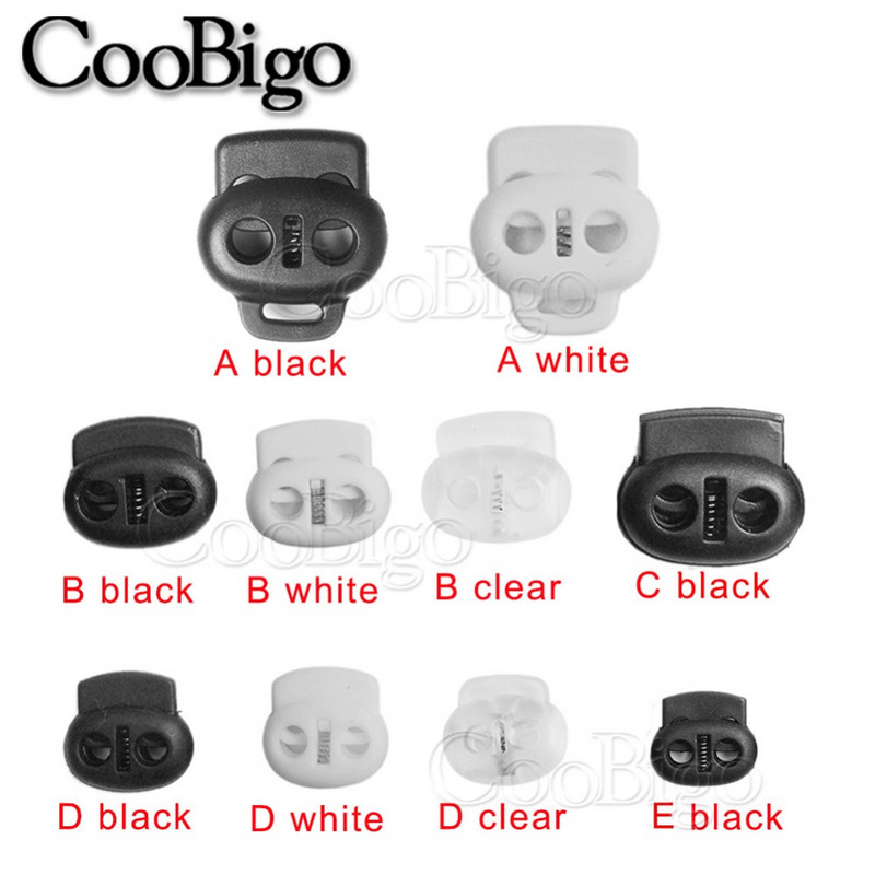 Laido užrakto kamštis Laido galo pupelės perjungimo spaustukas Drabužiai Virvė Batų raišteliai Kuprinė Sportinė Krepšys „Pasidaryk pats“ Priedai plastikinis 2 skylės 5 vnt.