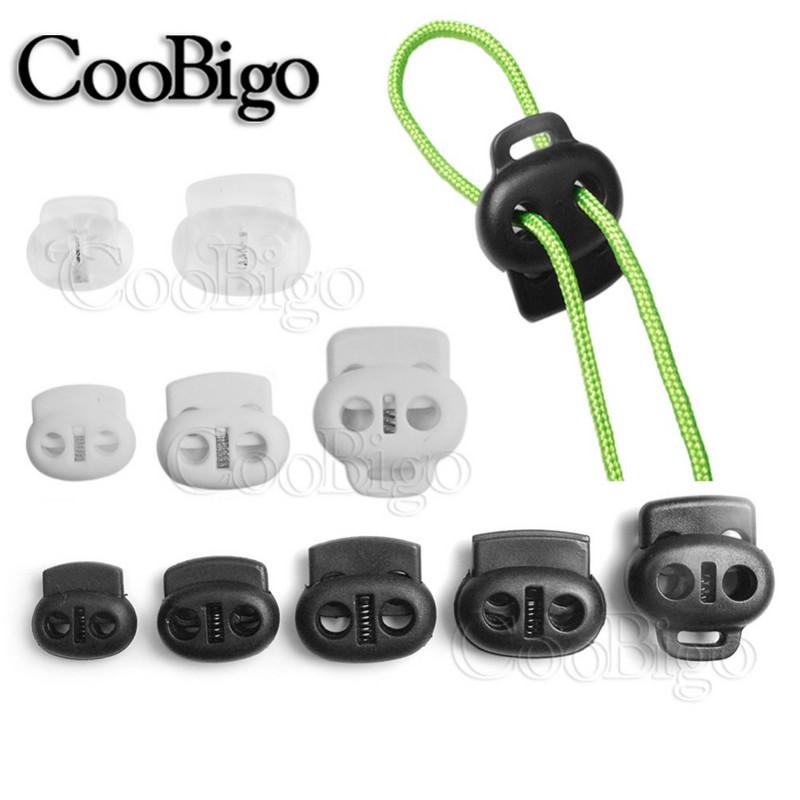 Laido užrakto kamštis Laido galo pupelės perjungimo spaustukas Drabužiai Virvė Batų raišteliai Kuprinė Sportinė Krepšys „Pasidaryk pats“ Priedai plastikinis 2 skylės 5 vnt.