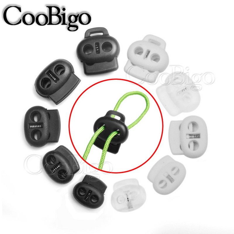 Laido užrakto kamštis Laido galo pupelės perjungimo spaustukas Drabužiai Virvė Batų raišteliai Kuprinė Sportinė Krepšys „Pasidaryk pats“ Priedai plastikinis 2 skylės 5 vnt.