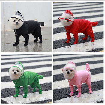 Αδιάβροχο σκύλος μπότες βροχής Παπούτσια για μικρά σκυλιά Ζακέτα με κουκούλα κατοικίδιων με τέσσερα πόδια Puppy Rain παλτό αδιάβροχα ρούχα για γάτες Φορμάκια φόρμας