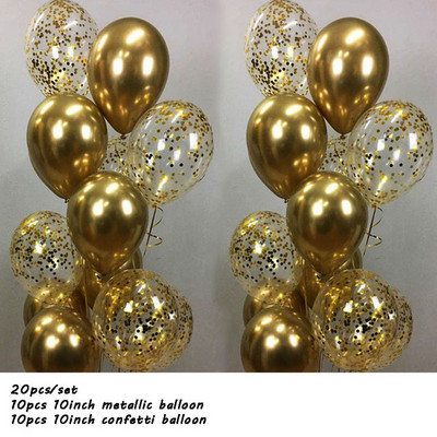 20db króm fém arany ezüst léggömb konfetti szett szülinapi parti dekoráció felnőtt gyerekeknek hélium globos léggömbök esküvői dekoráció