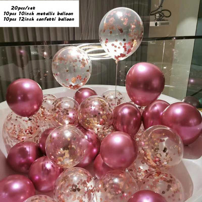 20db króm fém arany ezüst léggömb konfetti szett szülinapi parti dekoráció felnőtt gyerekeknek hélium globos léggömbök esküvői dekoráció